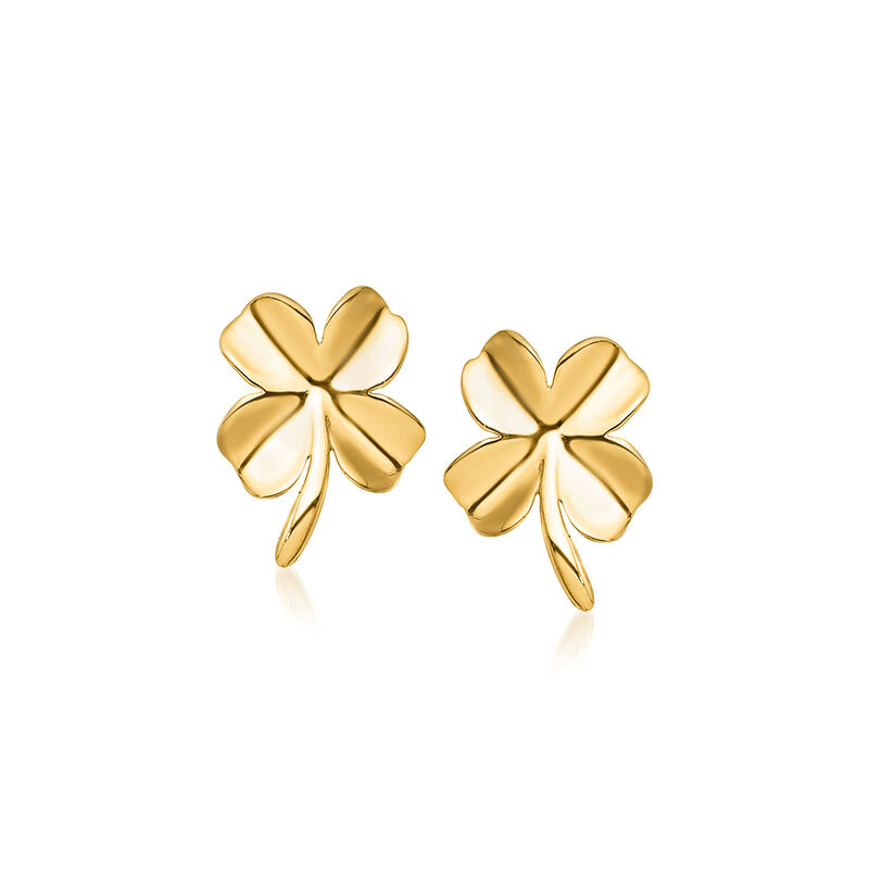 14kt Yellow Gold Four-Leaf Clover Earrings image number 0
