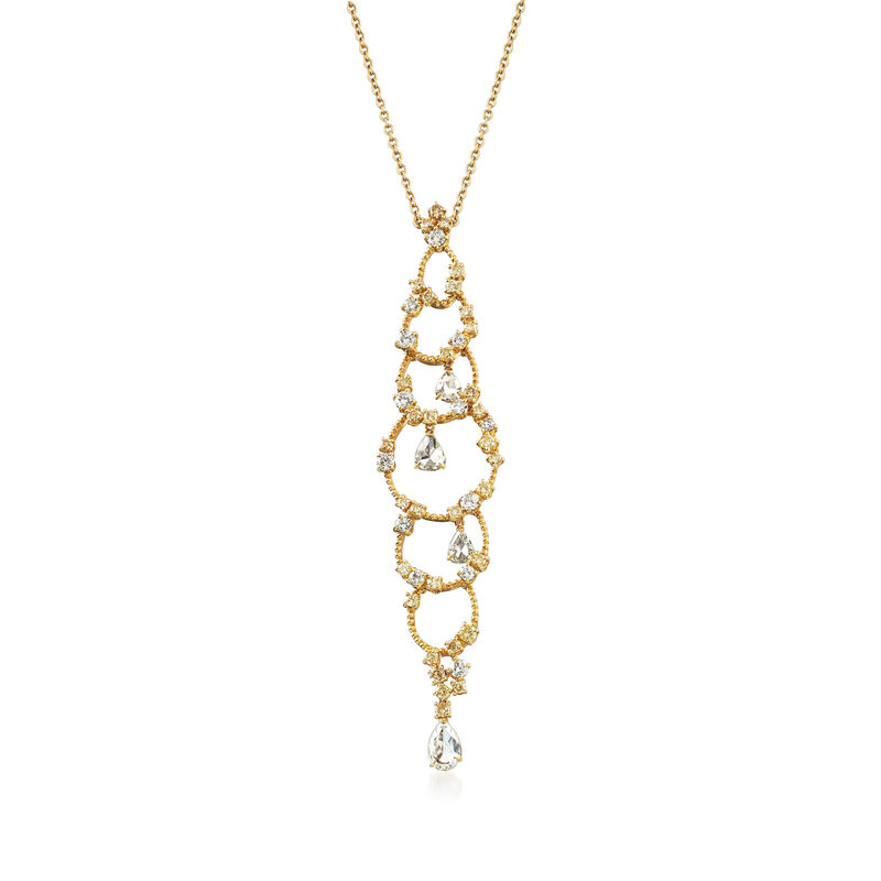C. 1990 Vintage Stefan Hafner Diamond Drop Necklace in 18kt Yellow Gold. 17&quot; image number 1