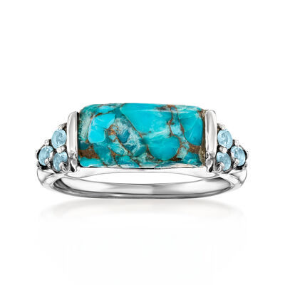 Turquoise and .10 ct. t.w. Sky Blue Topaz Ring in Sterling Silver