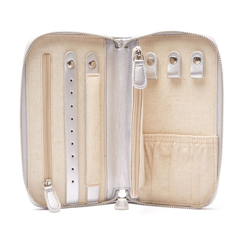 Brouk & Co. "Croft Avenue - Luna" Silver Faux Leather Travel Jewelry Wallet image number 1