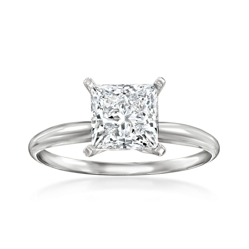 2.00 Carat Princess-Cut Lab-Grown Diamond Solitaire Ring in 14kt White Gold image number 0