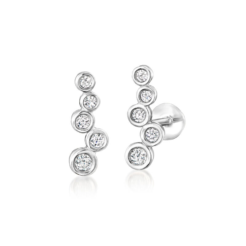 .15 ct. t.w. Bezel-Set Diamond Flat-Back Ear Climbers in Sterling Silver image number 0