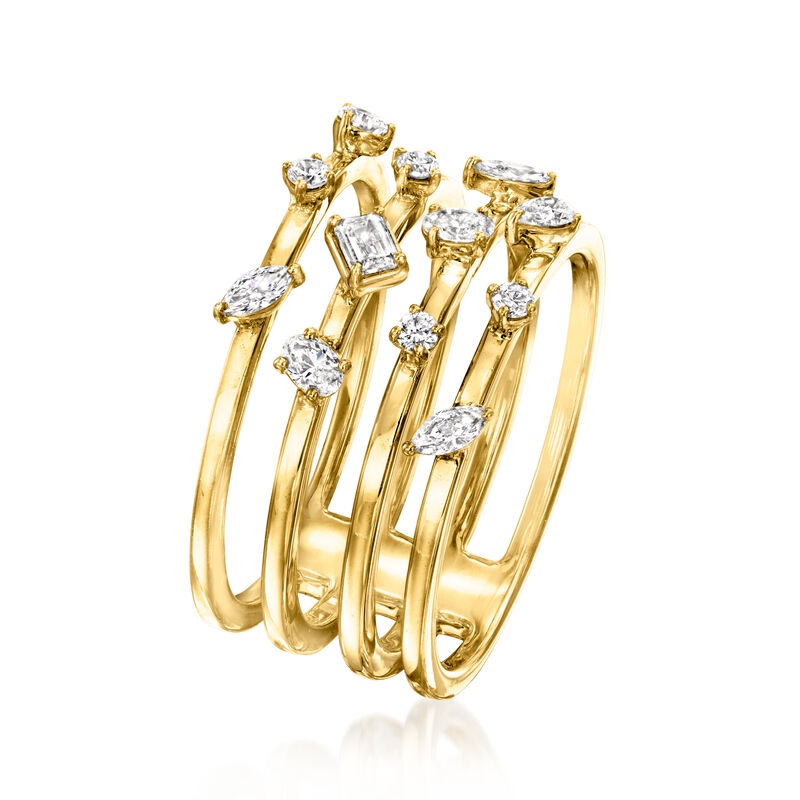 .50 ct. t.w. Multi-Shaped Lab-Grown Diamond Multi-Row Ring in 18kt Gold Over Sterling image number 2