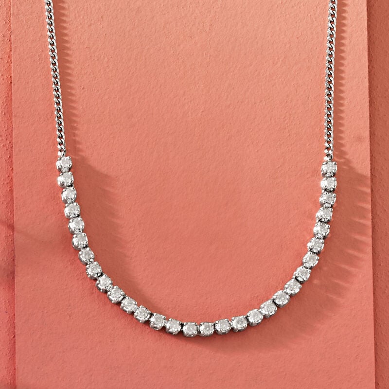 1.00 ct. t.w. Diamond Tennis-Style Necklace in Sterling Silver. 18" image number 3