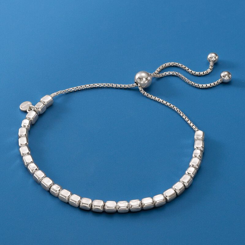 Italian Sterling Silver Square Bead Bolo Bracelet image number 5