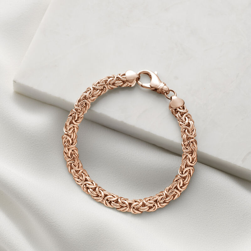 18kt Rose Gold Over Sterling Silver Byzantine Bracelet image number 2