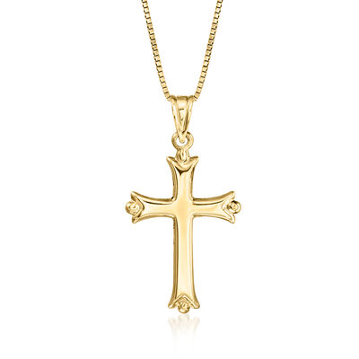 C. 1990 Vintage 14kt Two-Tone Gold Reversible Cross Pendant Necklace