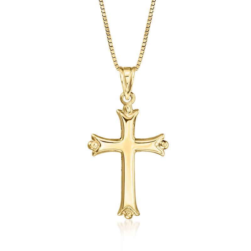 C. 1990 Vintage 14kt Two-Tone Gold Reversible Cross Pendant Necklace. 16" image number 0