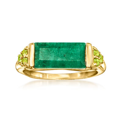5.50 Carat Emerald and .60 ct. t.w. Peridot Ring in 18kt Gold Over Sterling