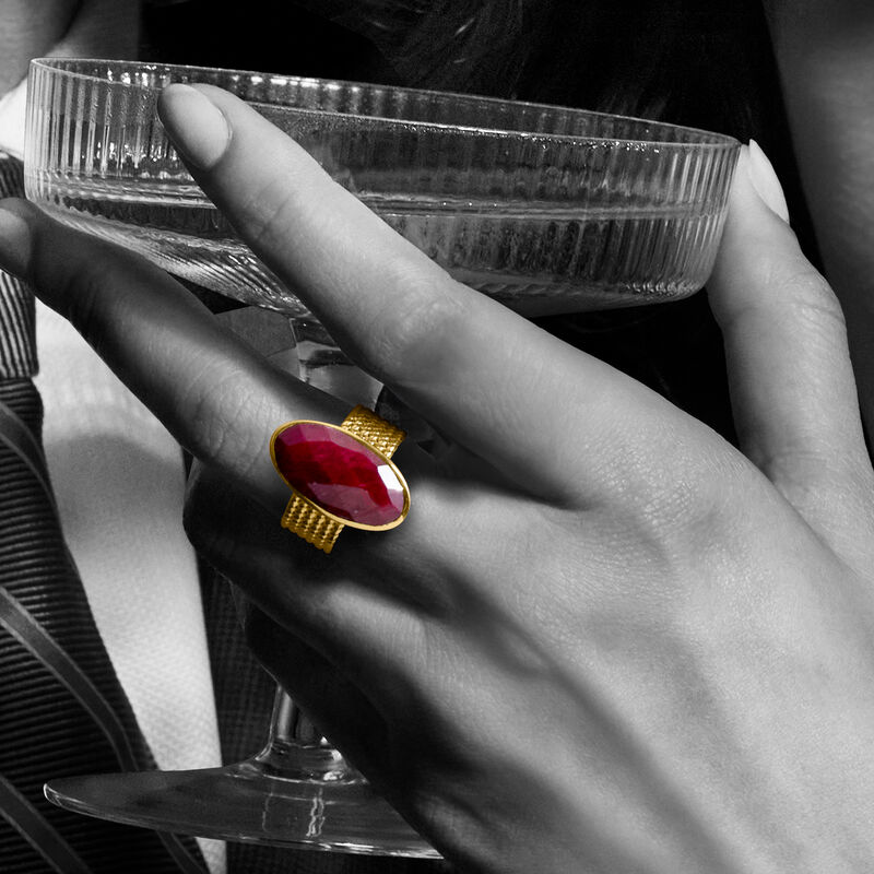 11.00 Carat Ruby Ring in 18kt Gold Over Sterling image number 3