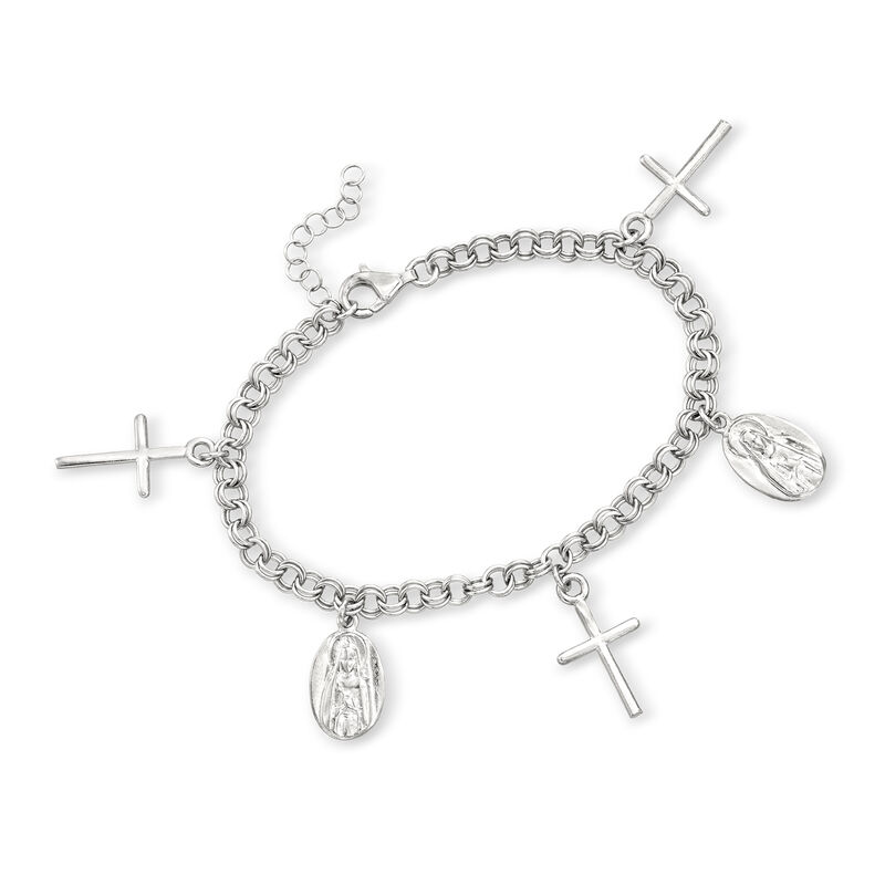 Italian Sterling Silver Religious Charm Bracelet image number 0
