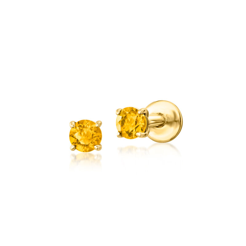 Citrine Flat-Back Earrings in 14kt Yellow Gold image number 2