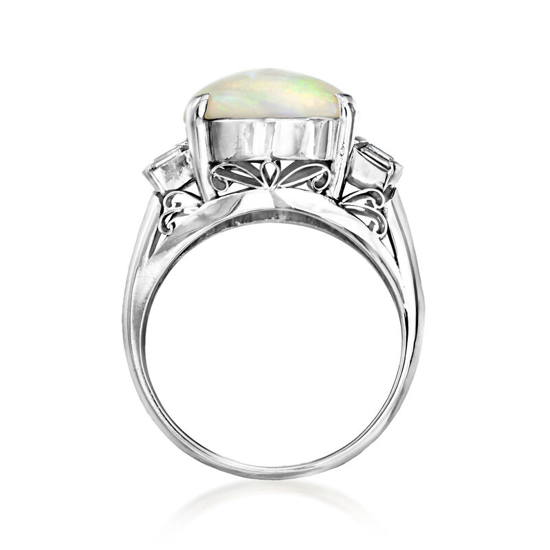 C. 1970 Vintage Opal and .39 ct. t.w. Diamond Ring in Platinum. Size 5.5 image number 3