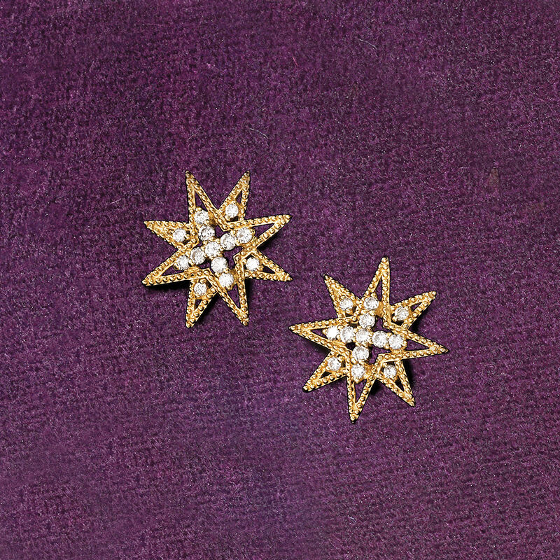 .28 ct. t.w. Diamond Star Earrings in 14kt Yellow Gold image number 2