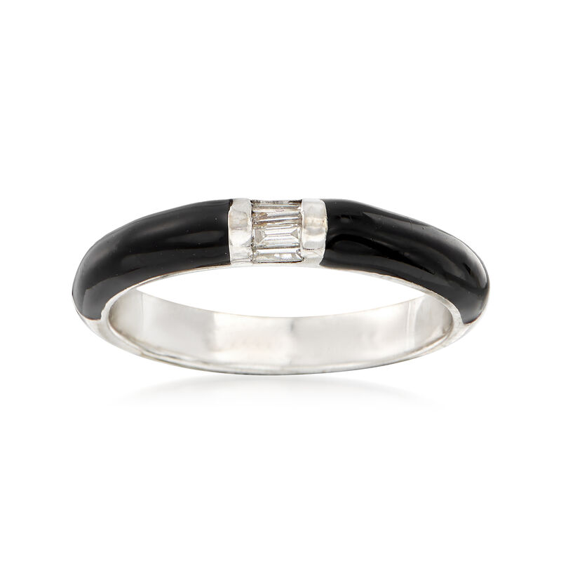 C. 2000 Vintage Hidalgo Black Onyx Ring With Diamond Accents in 18kt White Gold. Size 6.25 image number 0