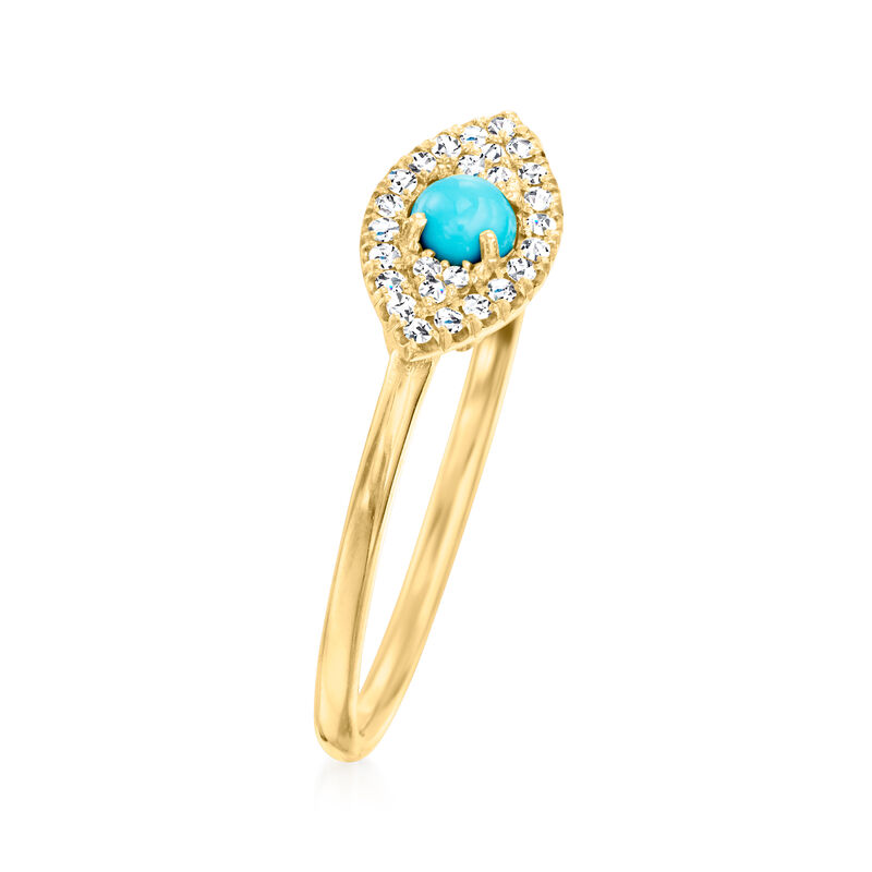 C. 1990 Vintage Suzanne Kalan Turquoise and .12 ct. t.w. Diamond Evil Eye Ring in 18kt Yellow Gold image number 2