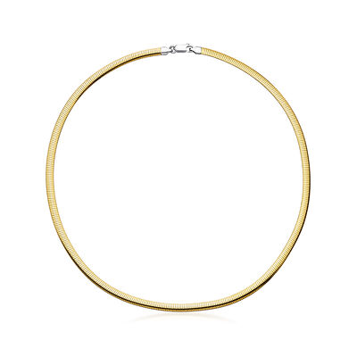 Italian 4mm Silver and 14kt Gold-Plated Omega Necklace