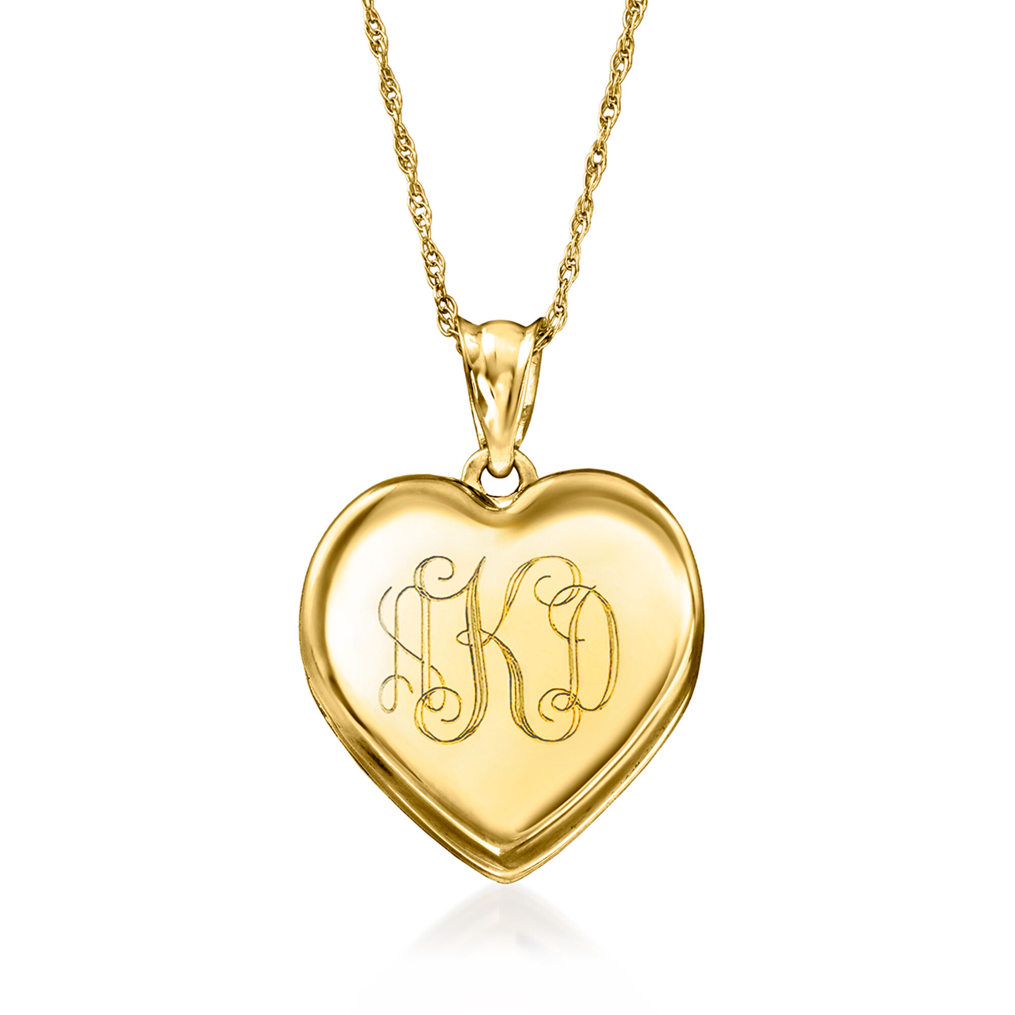 14kt Yellow Gold Personalized Heart Locket Necklace