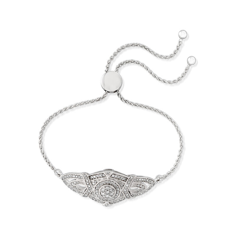 1.00 ct. t.w. Diamond Vintage-Inspired Bolo Bracelet in Sterling Silver image number 2