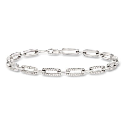 1.00 ct. t.w. Diamond Paper Clip Link Bracelet in Sterling Silver