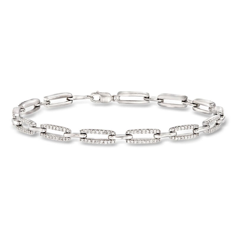 1.00 ct. t.w. Diamond Paper Clip Link Bracelet in Sterling Silver image number 0