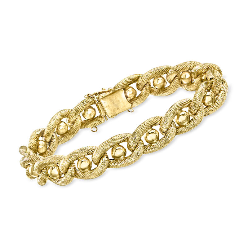 C. 1980 Vintage 14kt Yellow Gold Link Bracelet. 7" image number 0