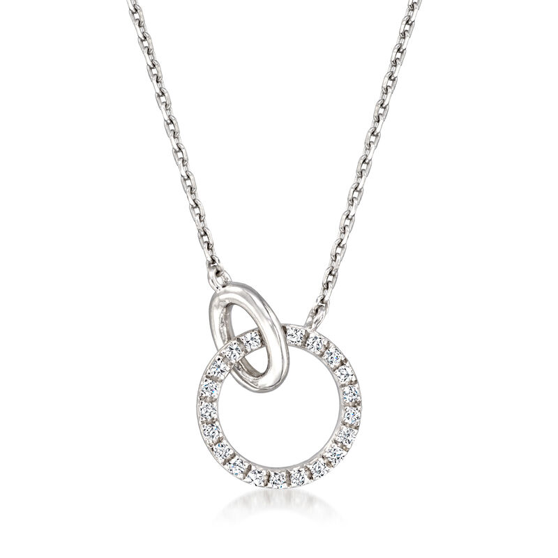 .10 ct. t.w. Diamond Interlocking-Circle Necklace in Sterling Silver. 16&quot; image number 1