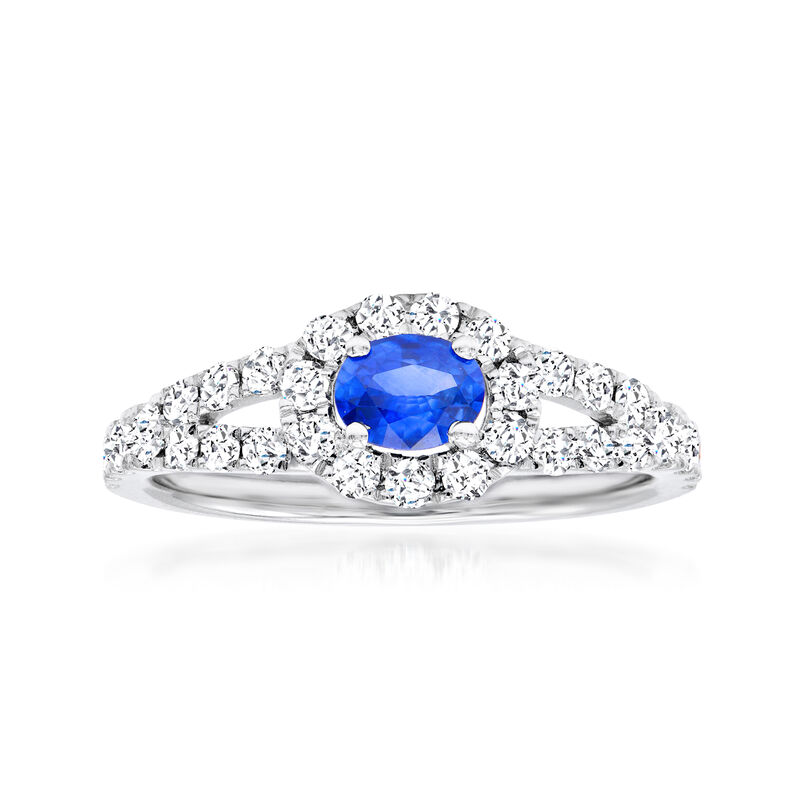 .50 Carat Sapphire and .58 ct. t.w. Diamond Ring in 14kt White Gold. Size 7 image number 0