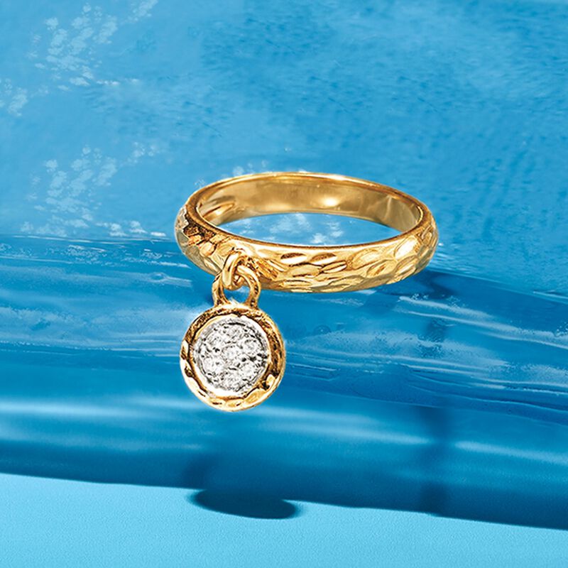 .20 ct. t.w. Black and White Diamond Circle Charm Ring in 14kt Yellow Gold image number 4