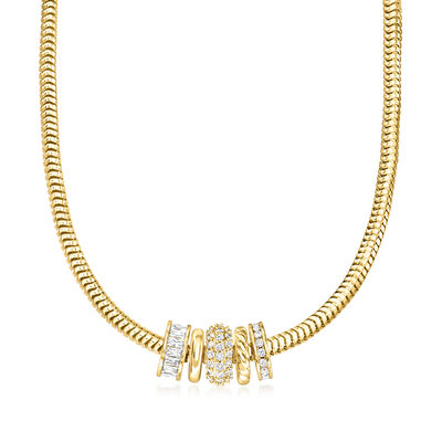 14kt Yellow Gold-Plated Jewelry Set: Five Bead Charms with 1.40 ct. t.w. CZs