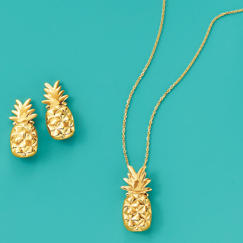 14kt Yellow Gold Pineapple Earrings image number 2