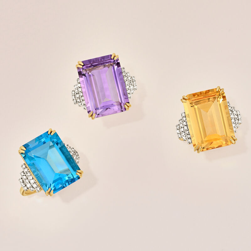 16.00 Carat Citrine and .25 ct. t.w. Diamond Ring in 14kt Yellow Gold image number 5