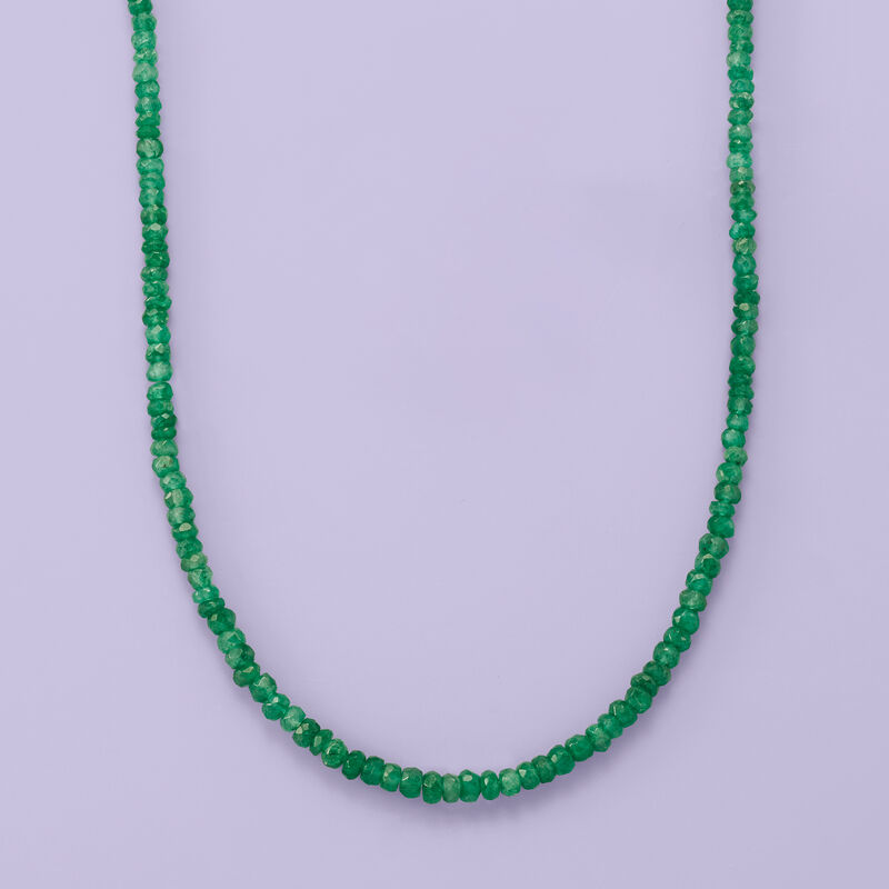 70.00 ct. t.w. Emerald Bead Necklace with 14kt Yellow Gold Magnetic Clasp image number 2