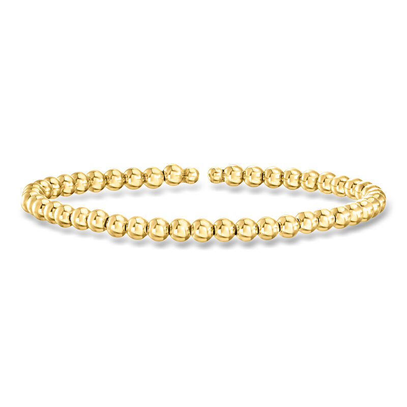 Italian 4mm 14kt Yellow Gold Bead Cuff Bracelet. 7" image number 0