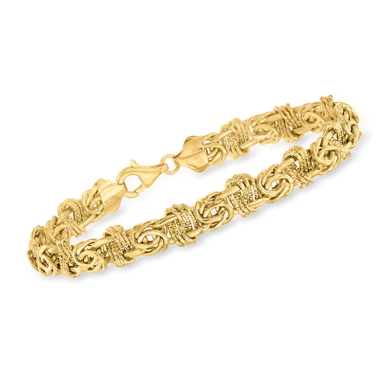 10kt Yellow Gold Flat Modified Byzantine Bracelet image number 0