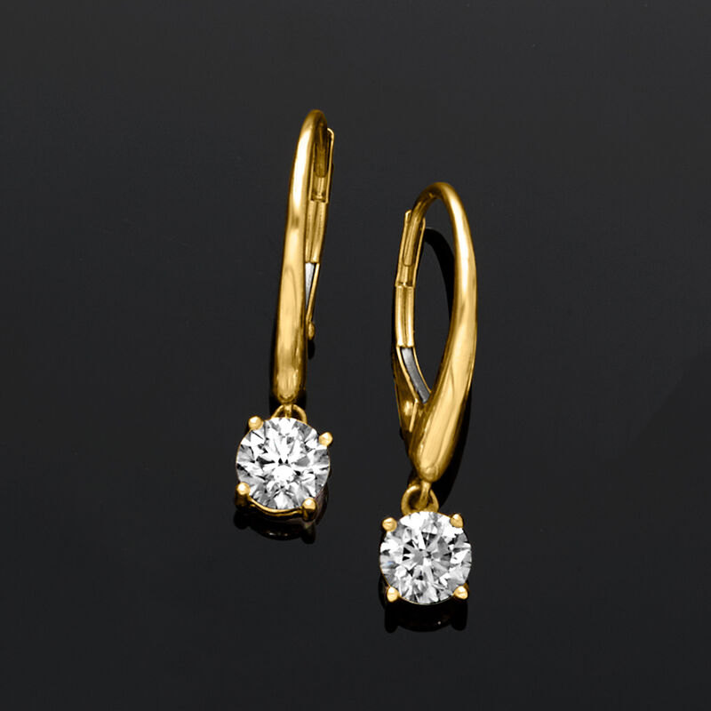 1.00 ct. t.w. Lab-Grown Diamond Drop Earrings in 14kt Yellow Gold  image number 4