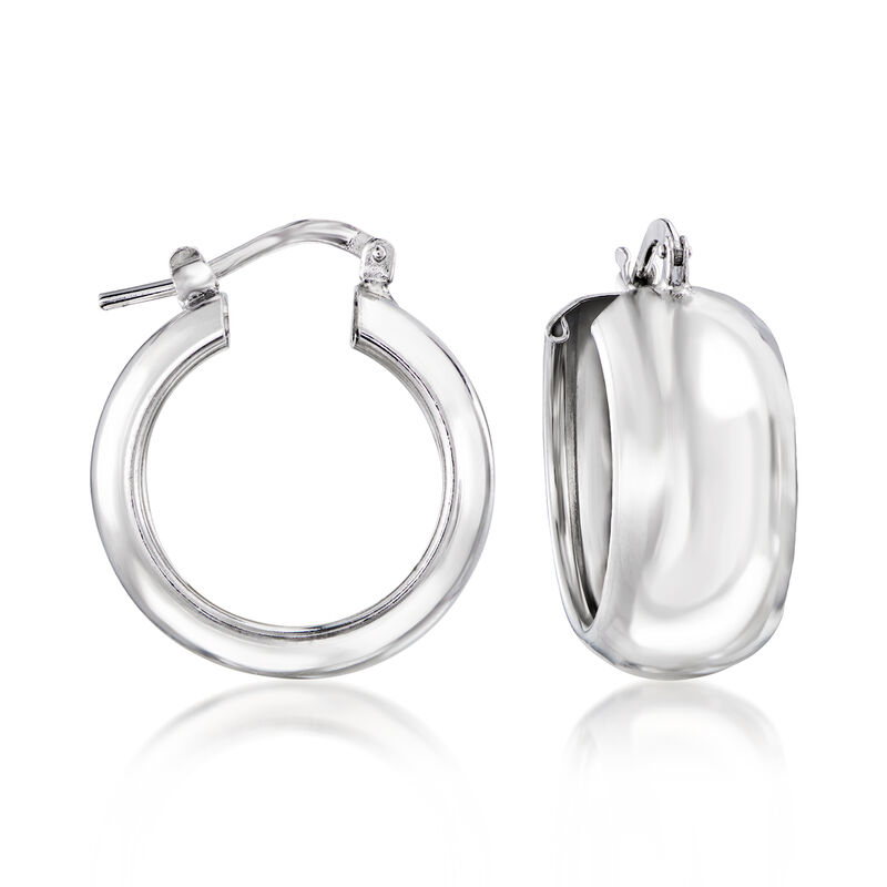 Italian Sterling Silver Hoop Earrings. 7/8&quot; image number 0