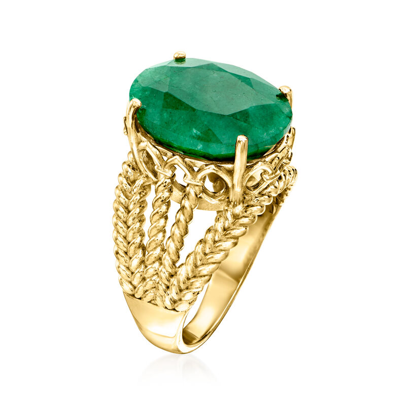 10.00 Carat Emerald Roped Ring in 18kt Gold Over Sterling image number 2