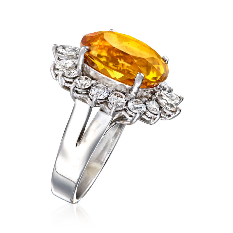 C. 1980 Vintage 10.14 Carat Citrine and 1.80 ct. t.w. Diamond Ring in 18kt White Gold. Size 7 image number 2