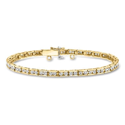 C. 1990 Vintage 3.00 ct. t.w. Diamond Tennis Bracelet in 14kt Yellow Gold