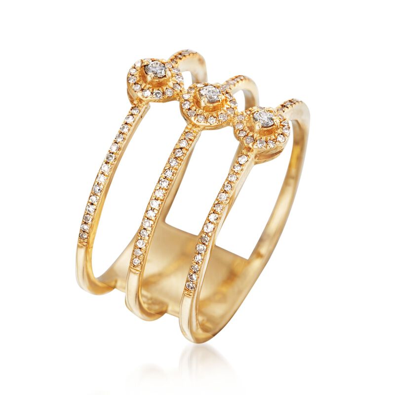 .25 ct. t.w. Diamond Three-Row Ring in 14kt Yellow Gold image number 2