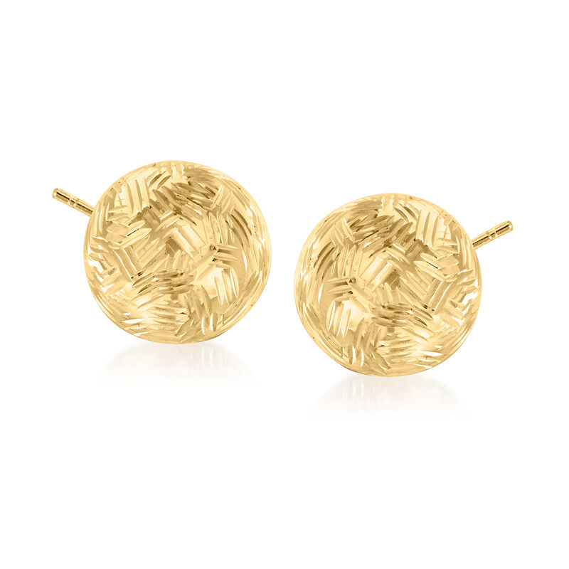 Italian 10kt Yellow Gold Textured Dome Stud Earrings  image number 0