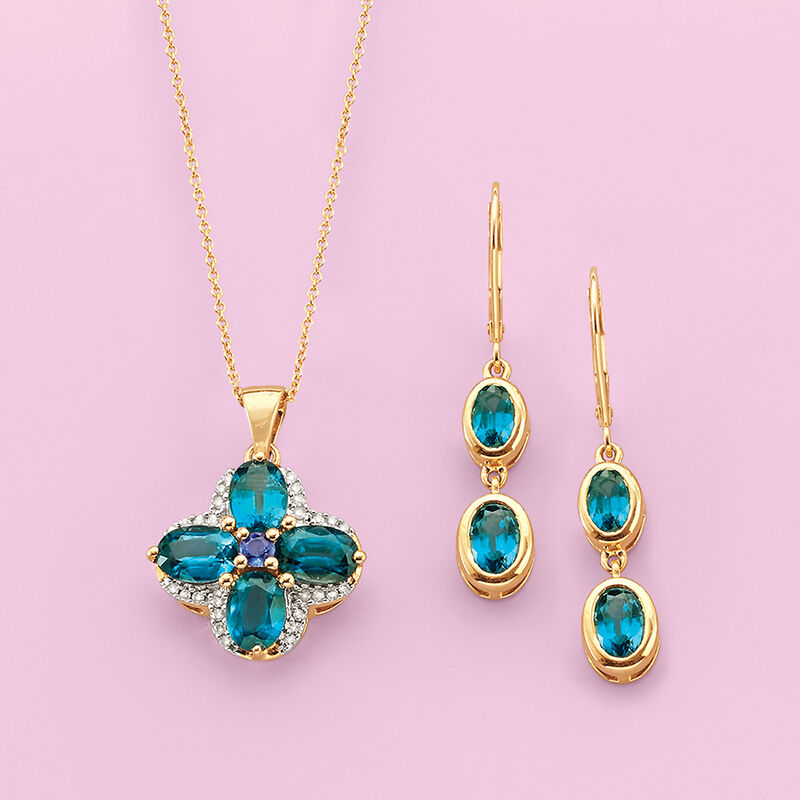 2.90 ct. t.w. Kyanite Drop Earrings in 14kt Yellow Gold image number 2