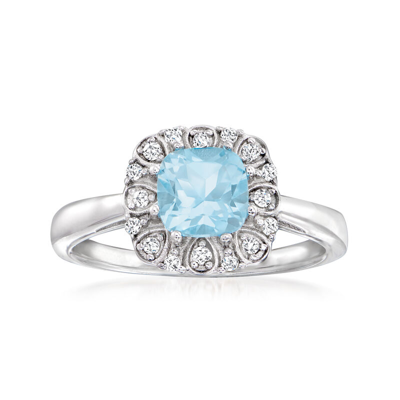1.40 Carat Sky Blue Topaz and .13 ct. t.w. White Topaz Ring in Sterling Silver image number 0