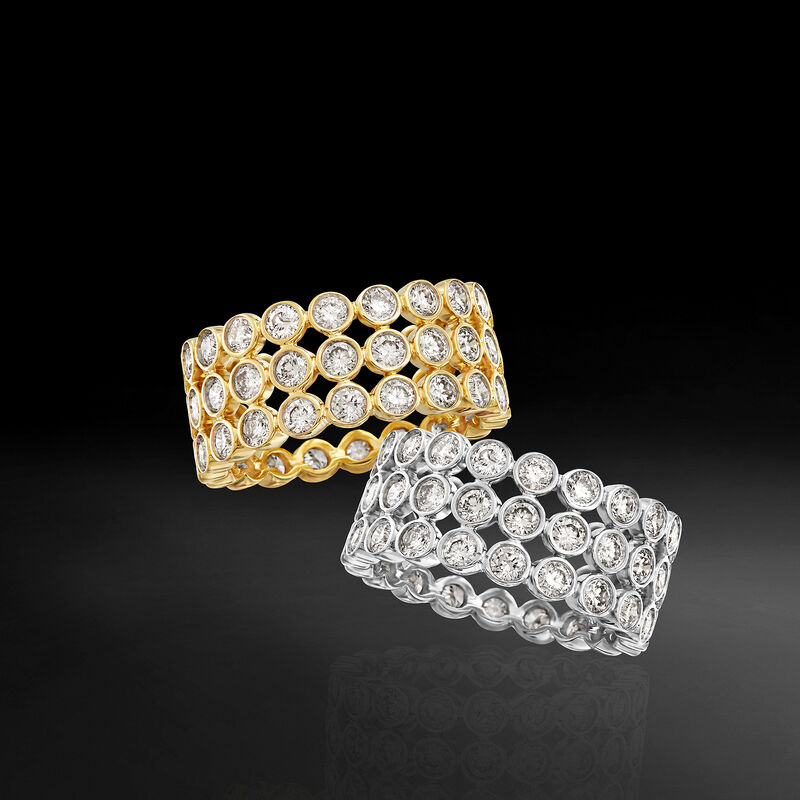 3.00 ct. t.w. Bezel-Set Diamond Three-Row Eternity Band in 14kt Yellow Gold image number 3