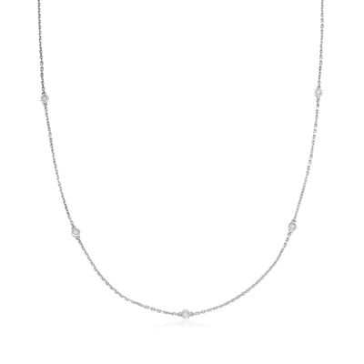 .25 ct. t.w. Bezel-Set Diamond Station Necklace in Sterling Silver