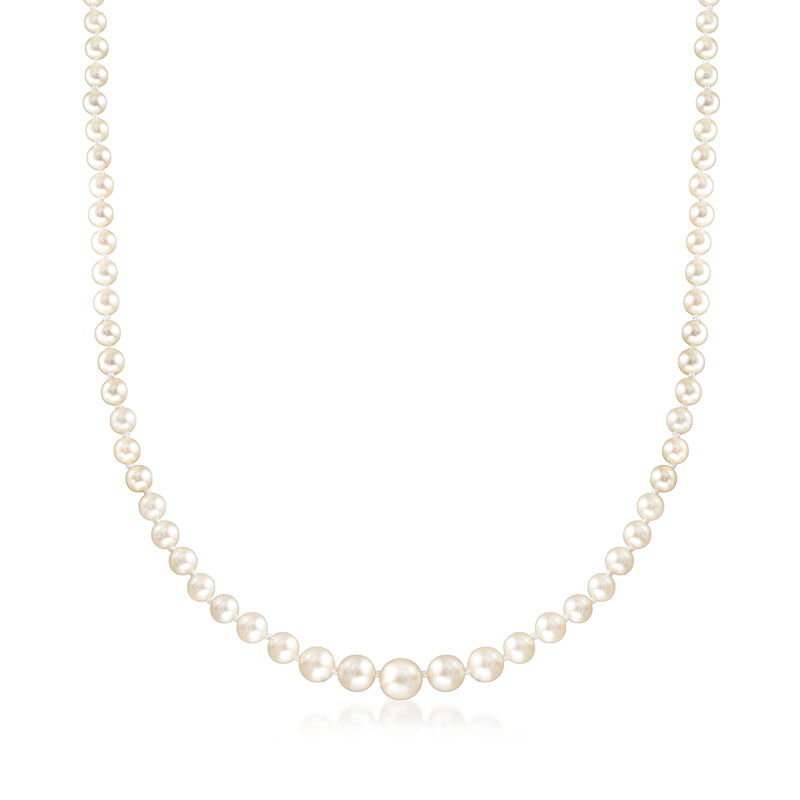 C. 1950 Vintage Graduated Pearl Strand Necklace with Sterling Silver. 20.5&quot; image number 0