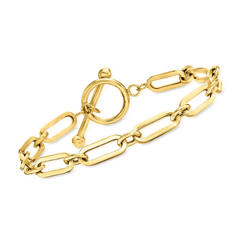 10kt Yellow Gold Paper Clip Link Toggle Bracelet image number 0