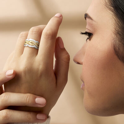 C. 1990 Vintage .60 ct. t.w. Diamond Woven Ring in 18kt Two-Tone Gold