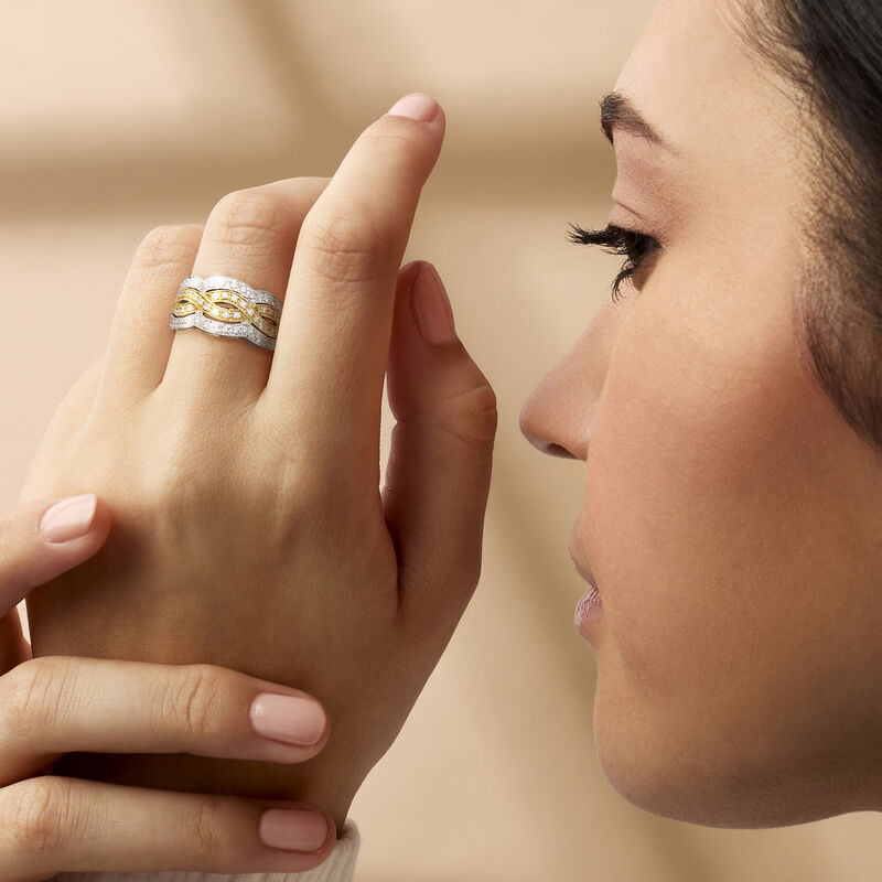 C. 1990 Vintage .60 ct. t.w. Diamond Woven Ring in 18kt Two-Tone Gold. Size 6.5 image number 1